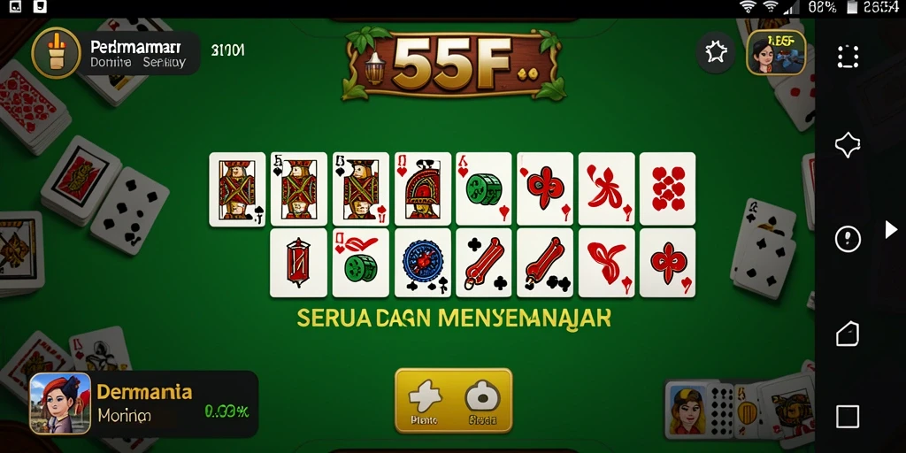 Screenshot gameplay menampilkan serunya permainan Domino di 555F.