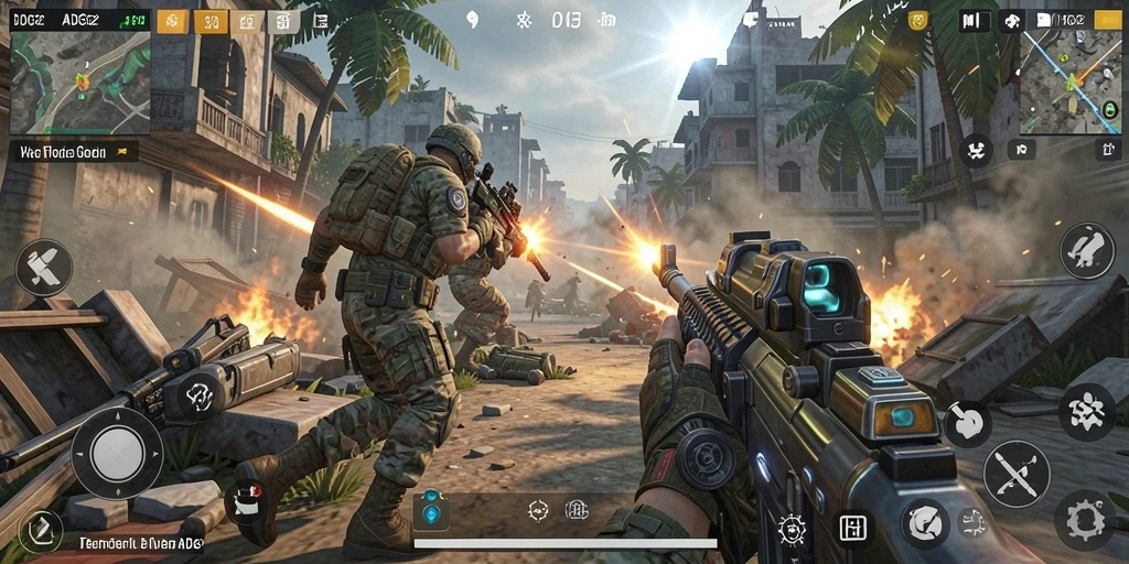 Gameplay seru dan dinamis dalam ADG62 yang menampilkan aksi tembak-menembak.