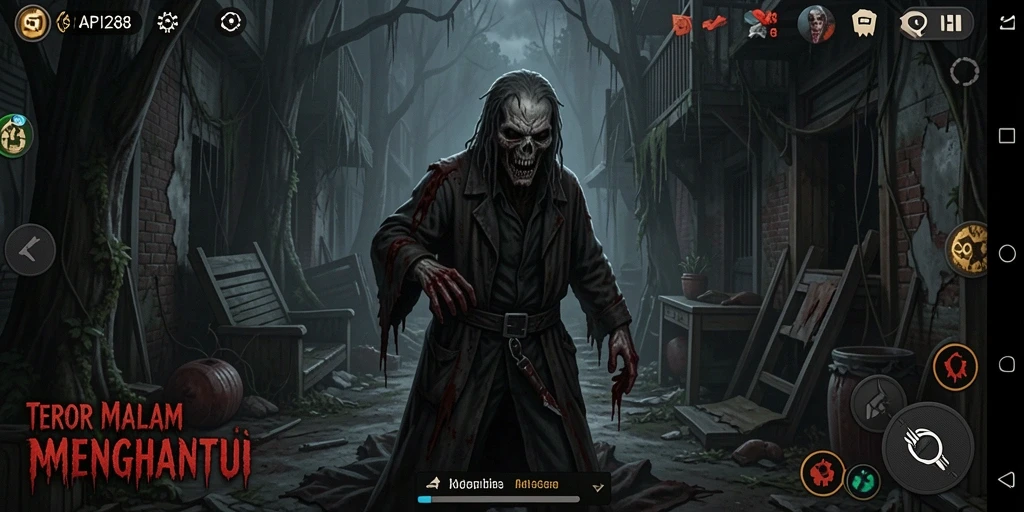 Screenshot gameplay API288 menunjukkan suasana Horror yang mencekam dan menegangkan.
