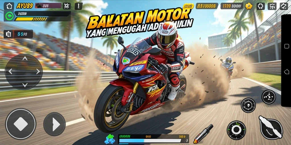 Menampilkan aksi balap motor yang mendebarkan dan detail grafis yang memukau.