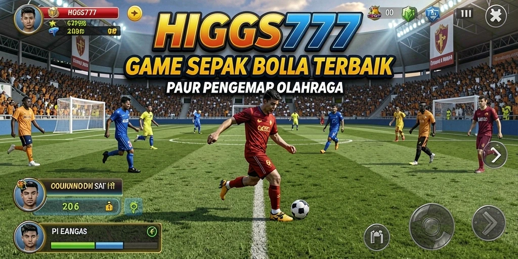 Tampilan gameplay HIGGS777 yang mendebarkan di lapangan sepak bola.