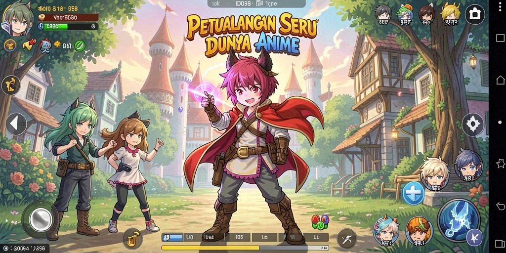 Screenshot gameplay ID098 menampilkan pertempuran karakter anime yang epik.