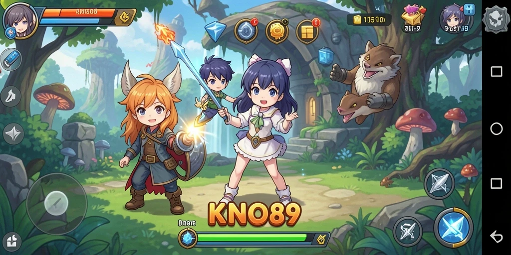 Tampilan gameplay KNO89 yang menampilkan karakter anime dalam aksi.