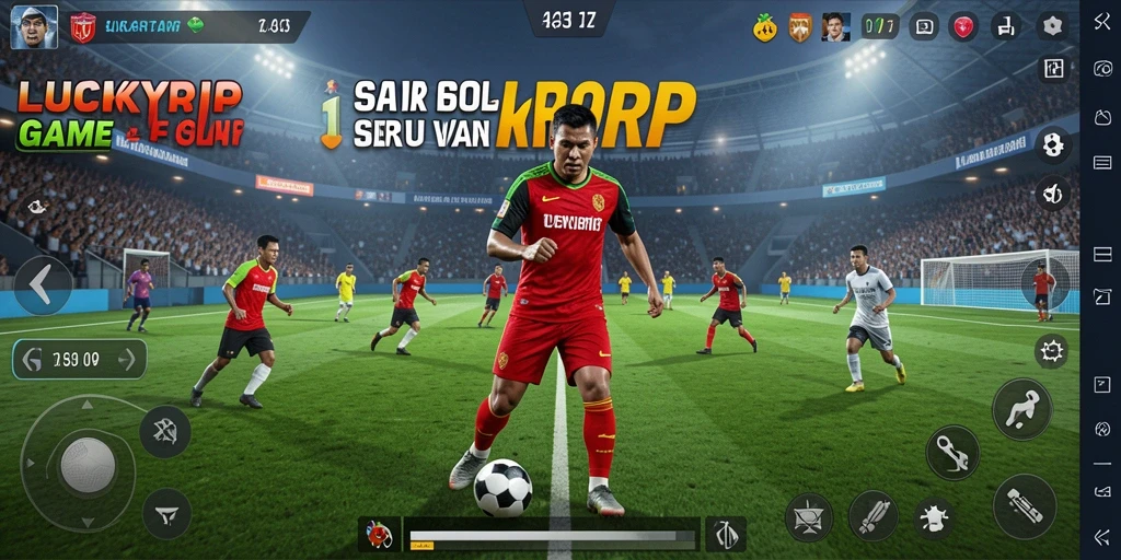 Screenshot gameplay LUCKYRP dengan aksi seru di lapangan sepak bola.