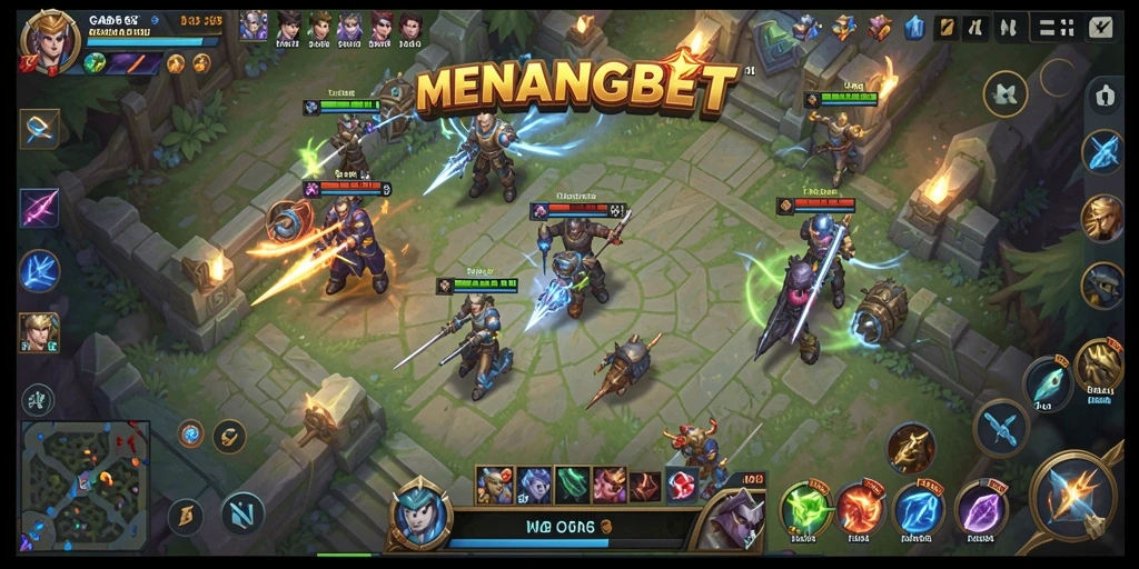 Tampilan pertandingan intens dalam MENANGBET di arena MOBA.
