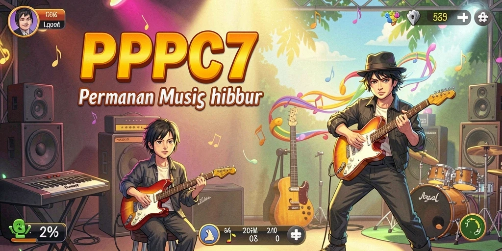 Tampilan gameplay PCPC7 yang menarik dan interaktif dengan berbagai lagu.