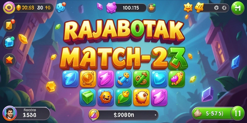 Tangkapan layar gameplay RAJABOTAK yang menampilkan aksi Match-3 yang seru.