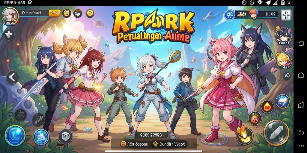 Tangkapan layar utama RPRR menunjukkan pertarungan seru di dunia Anime.