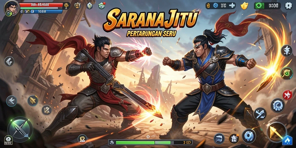 Menampilkan aksi pertarungan seru dari SARANAJITU.