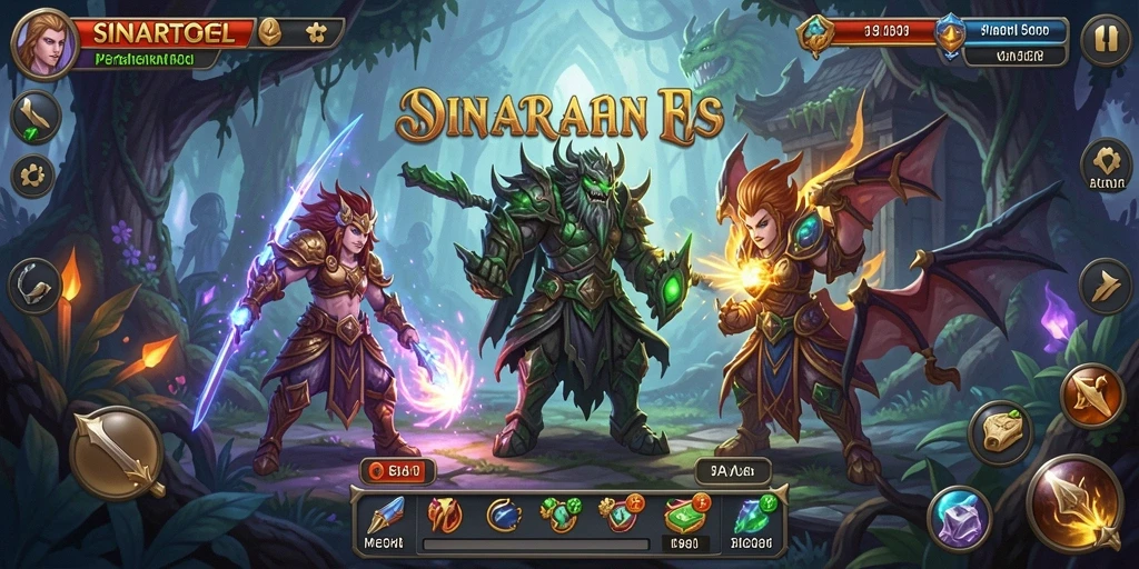 Screenshot gameplay SINARTOGEL menampilkan menara pertahanan yang memengaruhi strategi.