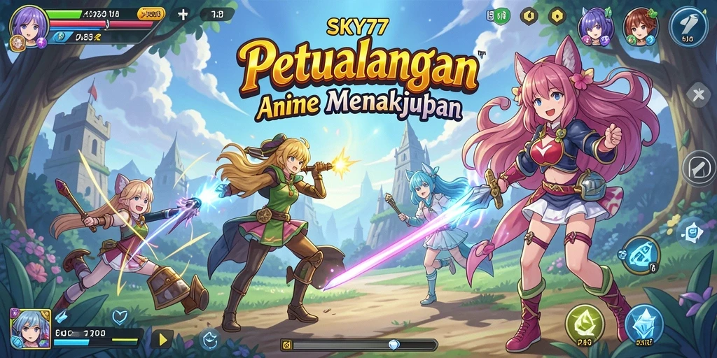 Tampilan gameplay menakjubkan dari SKY77 yang penuh warna.