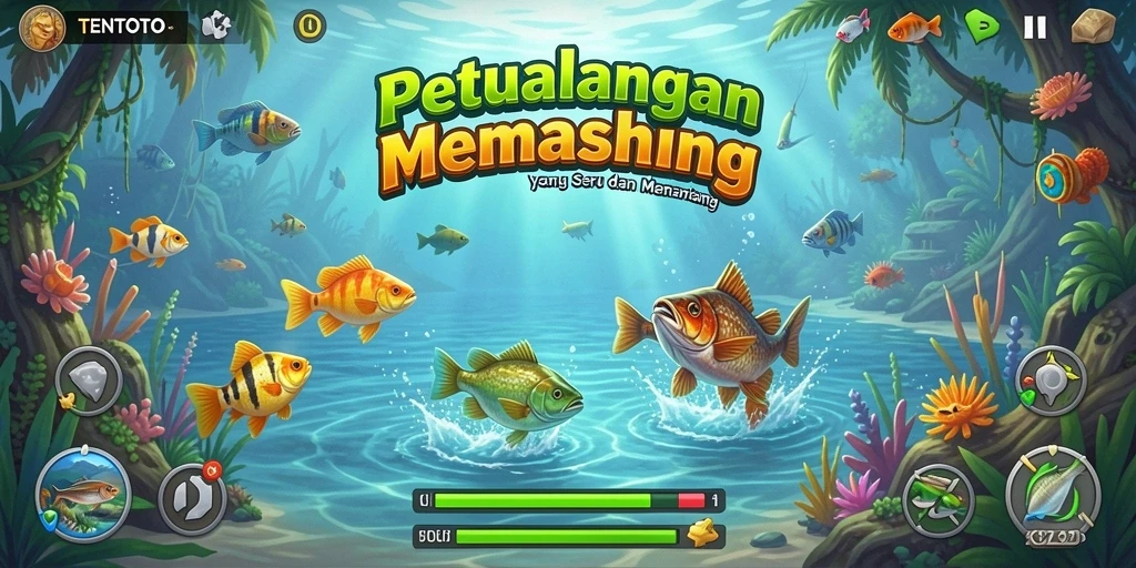 Screenshot gameplay TENTOTO menampilkan suasana memancing yang menenangkan dan grafis yang menawan.