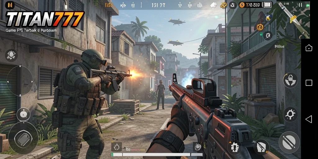Gameplay TITAN777 yang intens dan mendebarkan saat pertempuran.