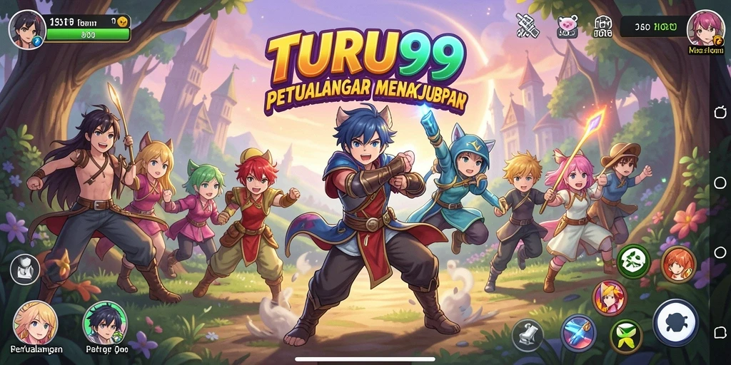 Screenshot TURU99 menampilkan pertarungan karakter Anime yang seru.