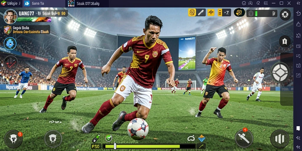 Tangkapan layar menunjukkan aksi seru dalam permainan sepak bola.