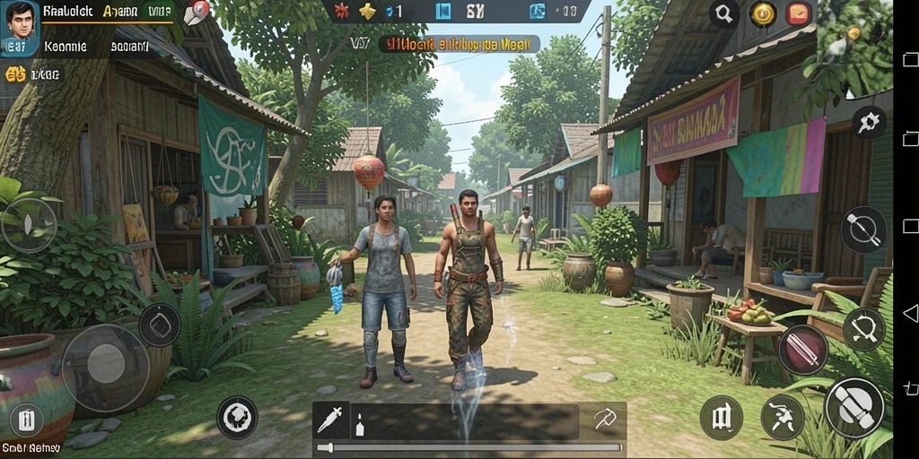 Screenshot menampilkan karakter dalam aktivitas sehari-hari di V07.