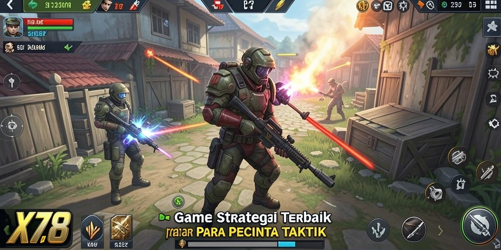 Tampilan gameplay menarik dari X78 yang menampilkan pertempuran strategi.