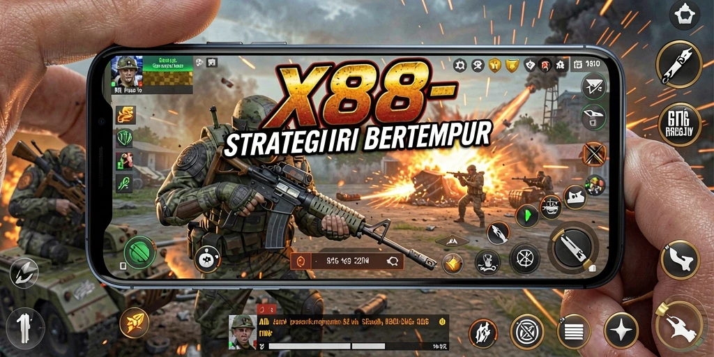 Tangkapan layar gameplay X88 yang menunjukkan pertempuran SLG yang mendebarkan.