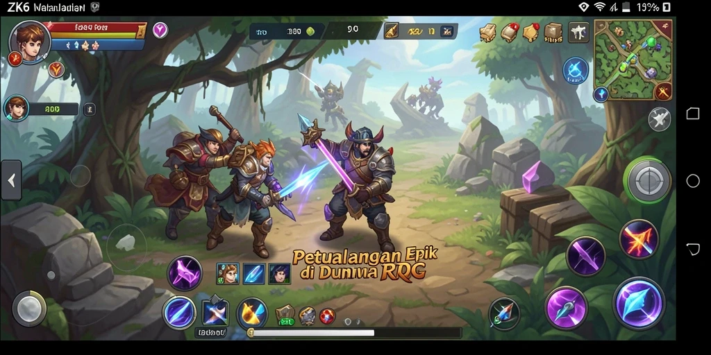 Screenshot ZK6 menunjukkan aksi epic dalam pertempuran RPG.
